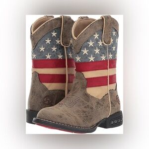 Roper Unisex Toddler Kids Patriot Light Up Cowboy Boots Sz 5  American Flag NWOT